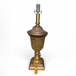 Berman Gold Mosaic Table Lamp with Red Accent - Unbranded
